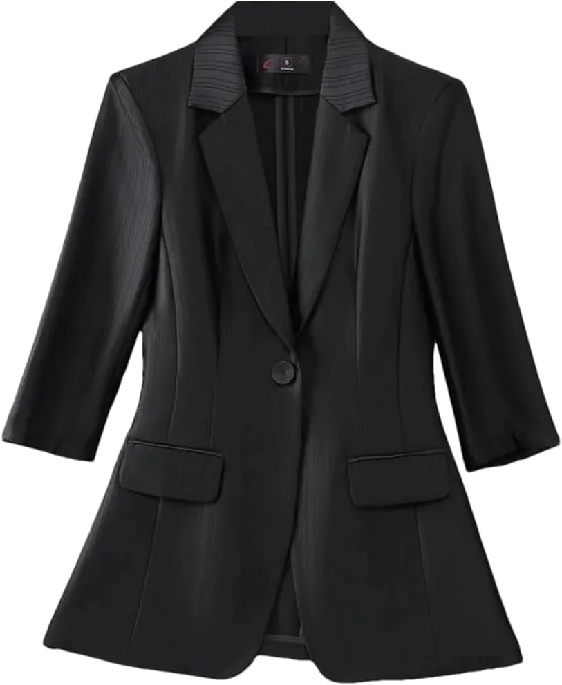 Women Spring Blazer Summer Sunscreen Jacket Office Ladies Thin Cardigan Coat