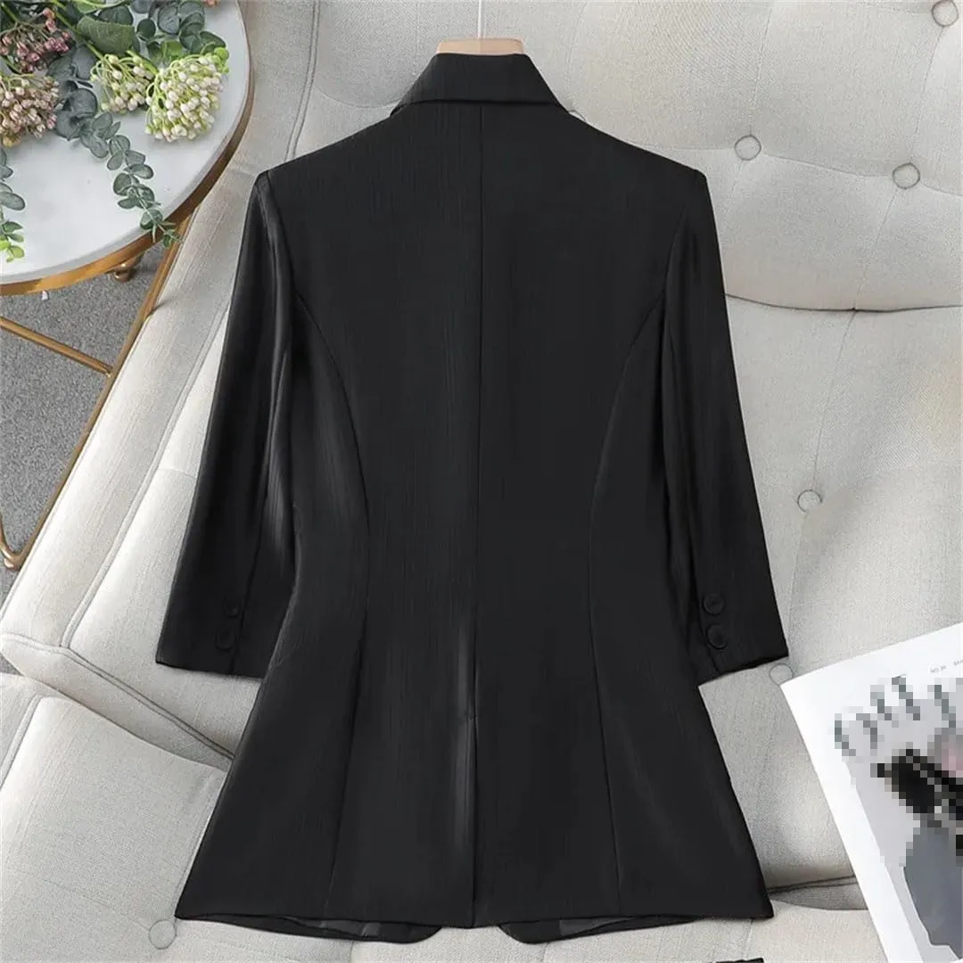 Women Spring Blazer Summer Sunscreen Jacket Office Ladies Thin Cardigan Coat