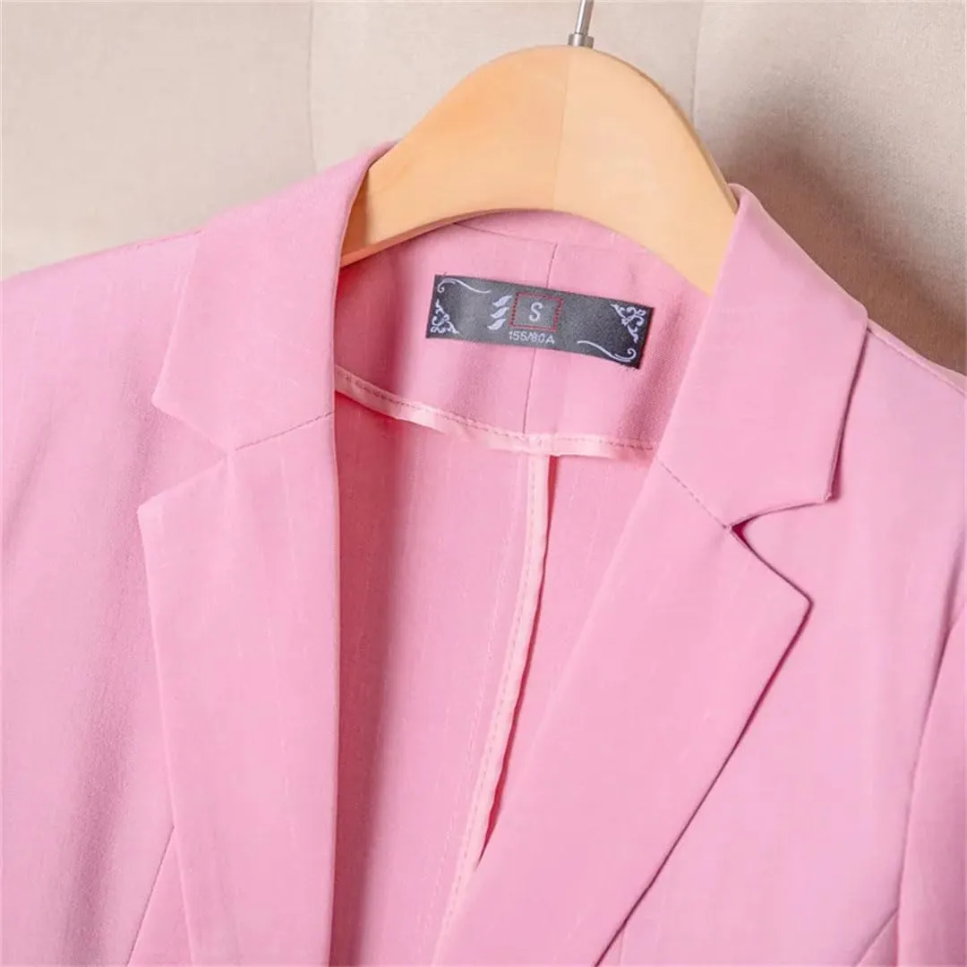 Women Spring Summer Suit Jacket Slim Fit Half Sleeve Professional Blazer Coat