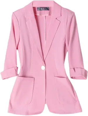 Women Spring Summer Suit Jacket Slim Fit Half Sleeve Professional Blazer Coat