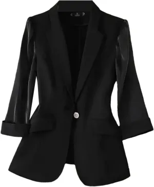 Women Suit Jacket Notched Lapel Business Casual Blazers Elegant Office Ladies Blazer Outerwear