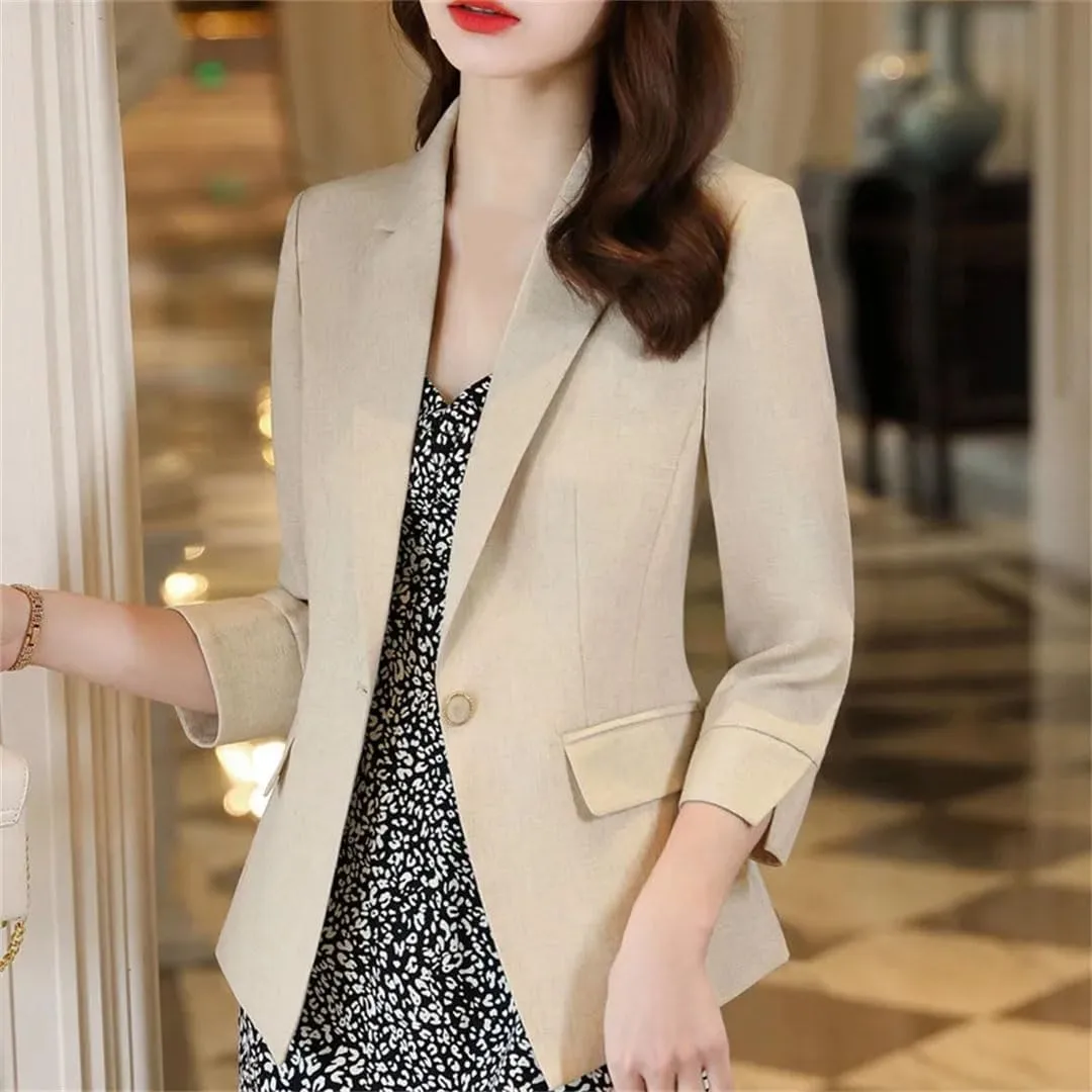 Women Suits Jacket Summer Half Sleeve Office Ladies Casual Short Blazer