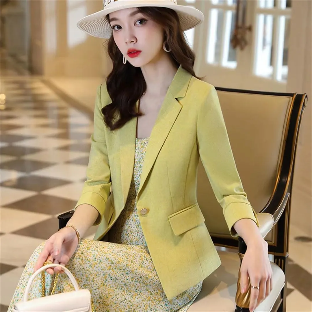Women Suits Jacket Summer Half Sleeve Office Ladies Casual Short Blazer