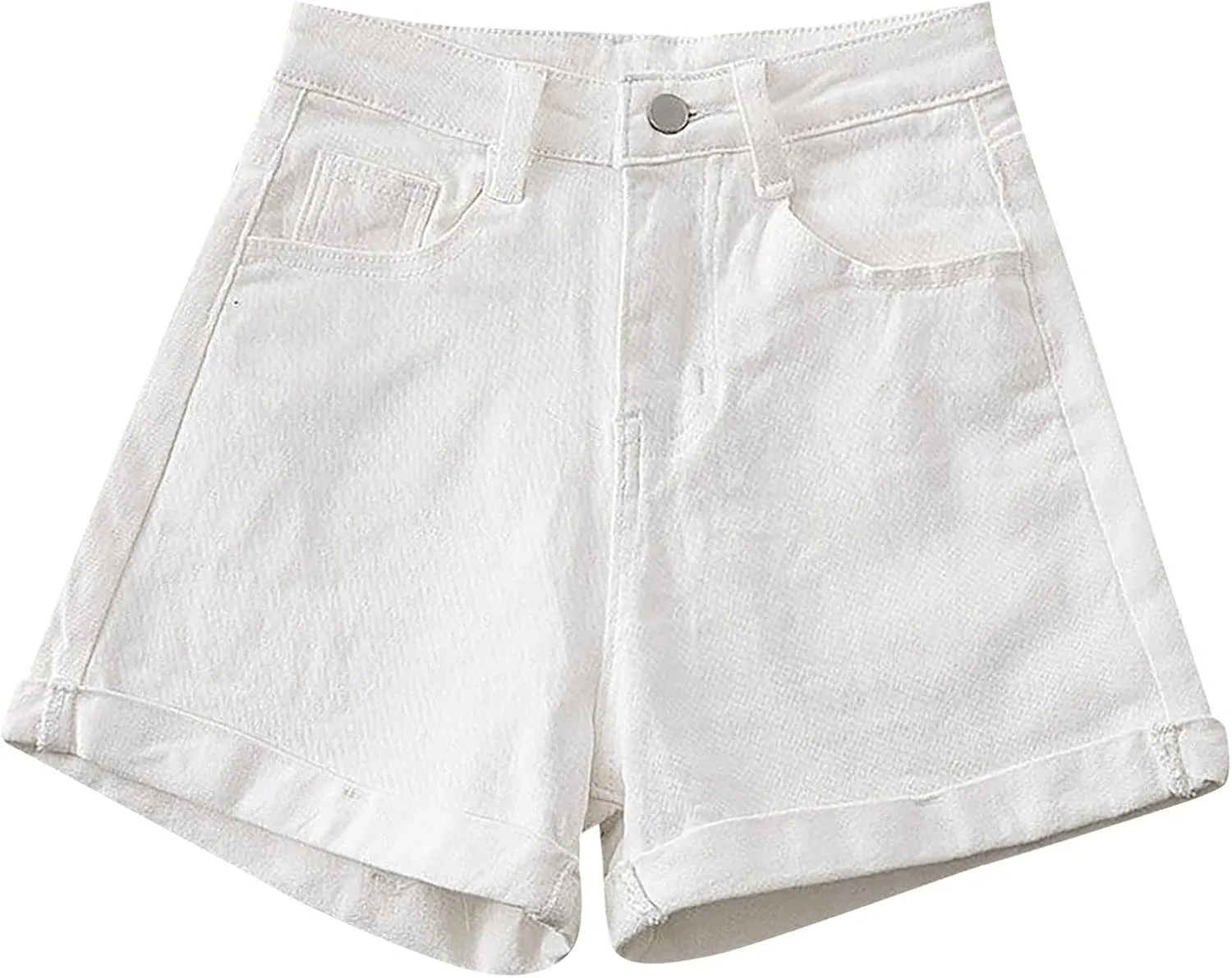 Women's A Line Wide-Leg Jean Shorts High Waisted Baggy Folded Hem Denim Shorts Comfy Loose Summer Beach Casual Short