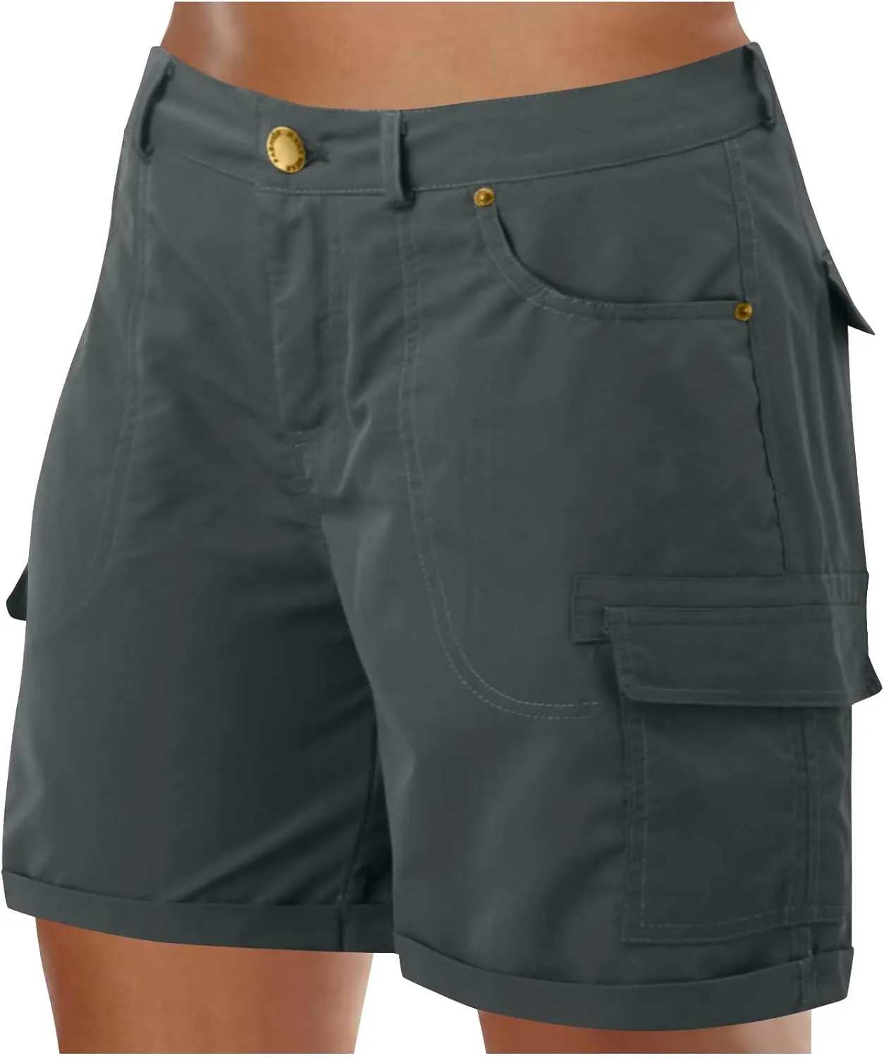 Womens Baggy Cargo Shorts Summer Casual Stretch Jeans Drawstring Beach Loost Fit Chino Shorts with Pockets