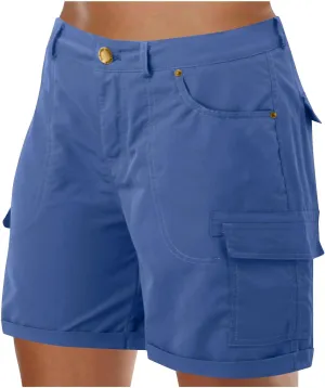 Womens Baggy Cargo Shorts Summer Casual Stretch Jeans Drawstring Beach Loost Fit Chino Shorts with Pockets