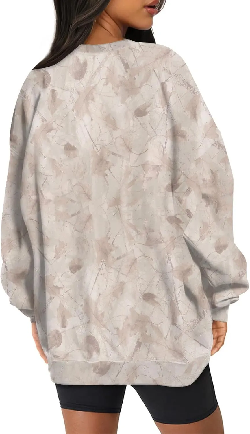 Women's Camo Hoodies Sweatshirt Maple Leaf Print Oversized Fleece Sweatshirts Classic Print Pullover with Pocket