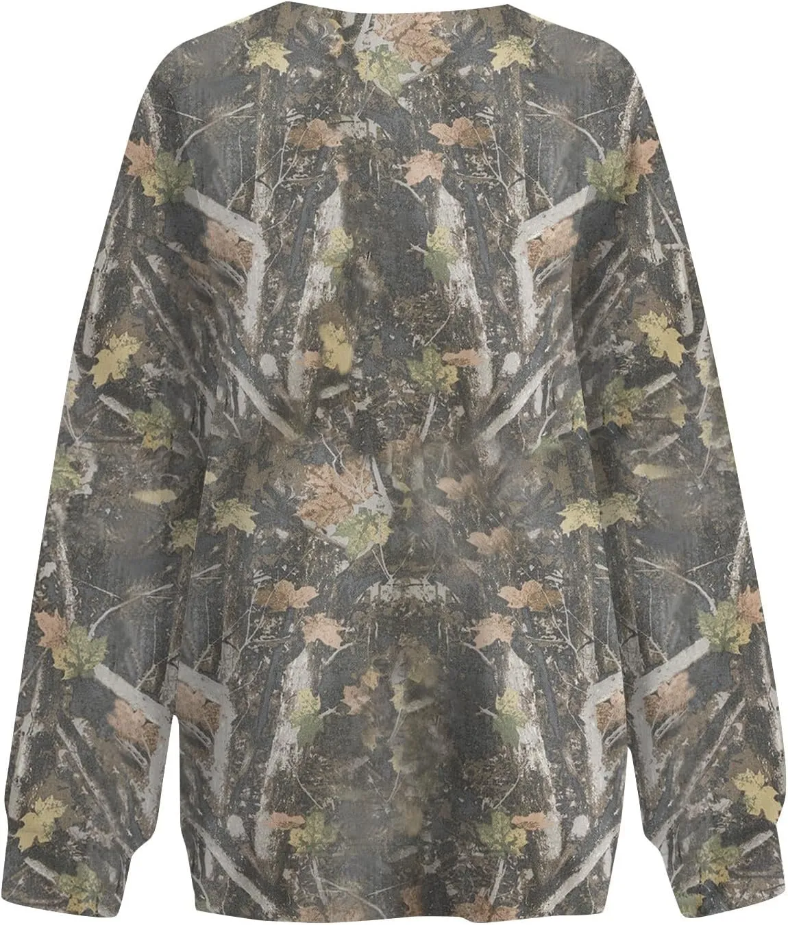 Women's Camo Hoodies Sweatshirt Maple Leaf Print Oversized Fleece Sweatshirts Classic Print Pullover with Pocket