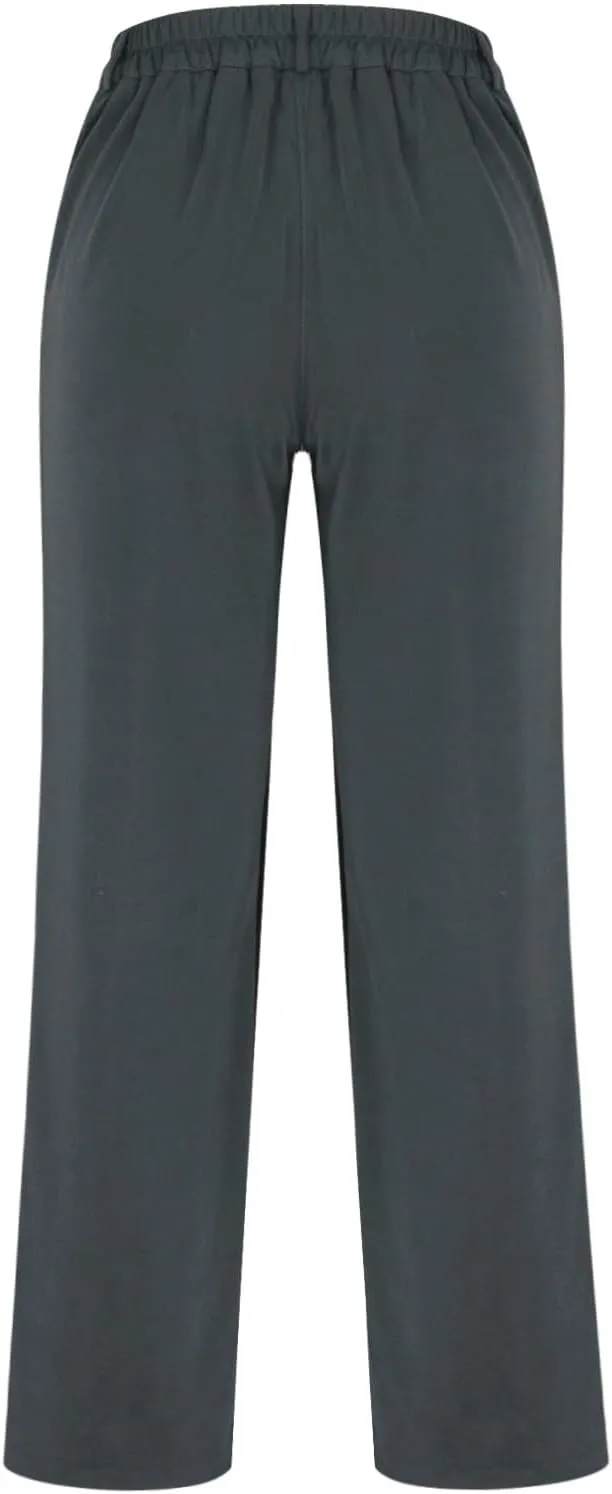 Womens Casual Wide Leg Pants High Waisted Button Down Straight Long Trousers Palazzo Pants Business Office Flowy Pants