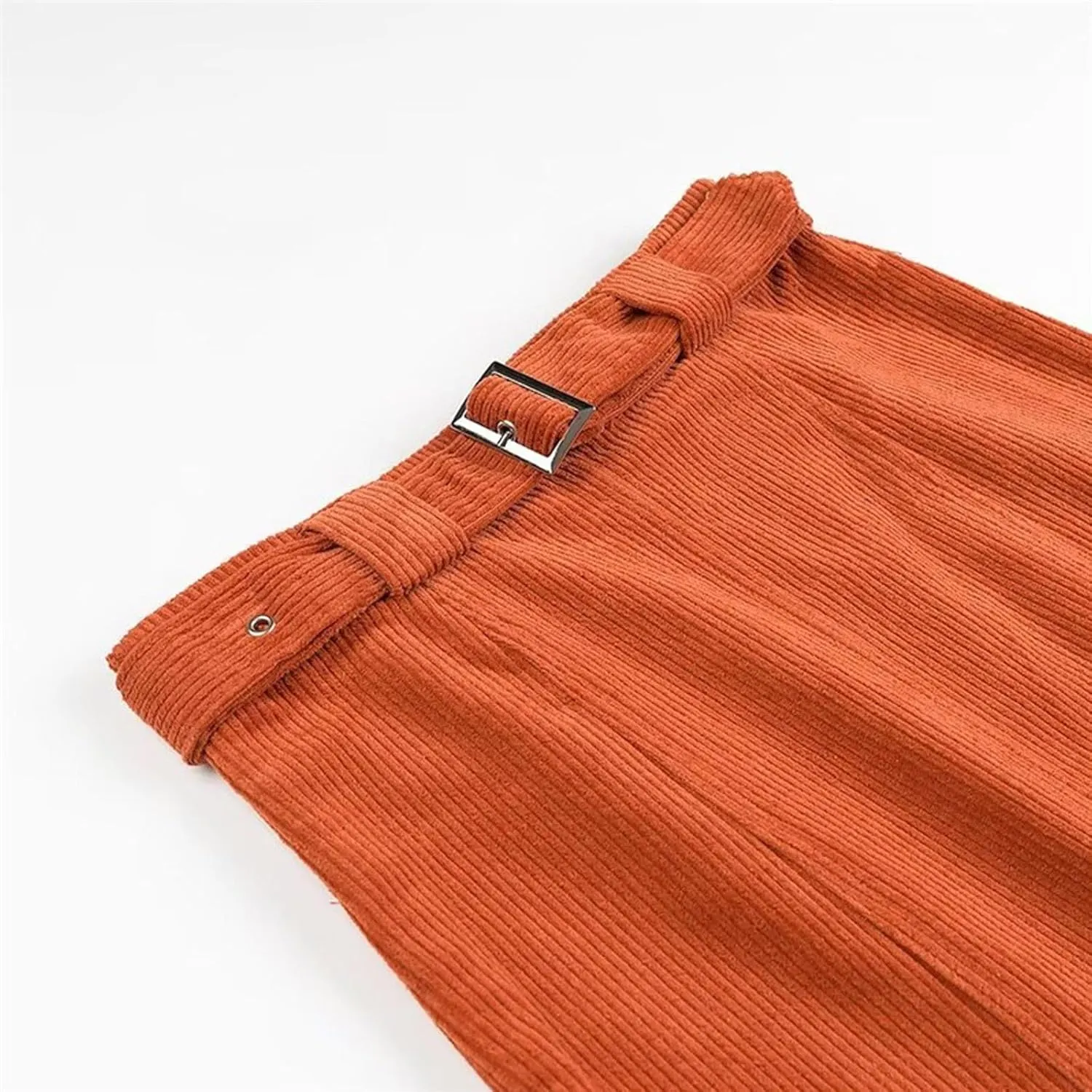 Womens Corduroy Skirt Mini Pencil Skirt Paperbag Belted High Waist Business Office Work Short Mini Skirt with Pocket