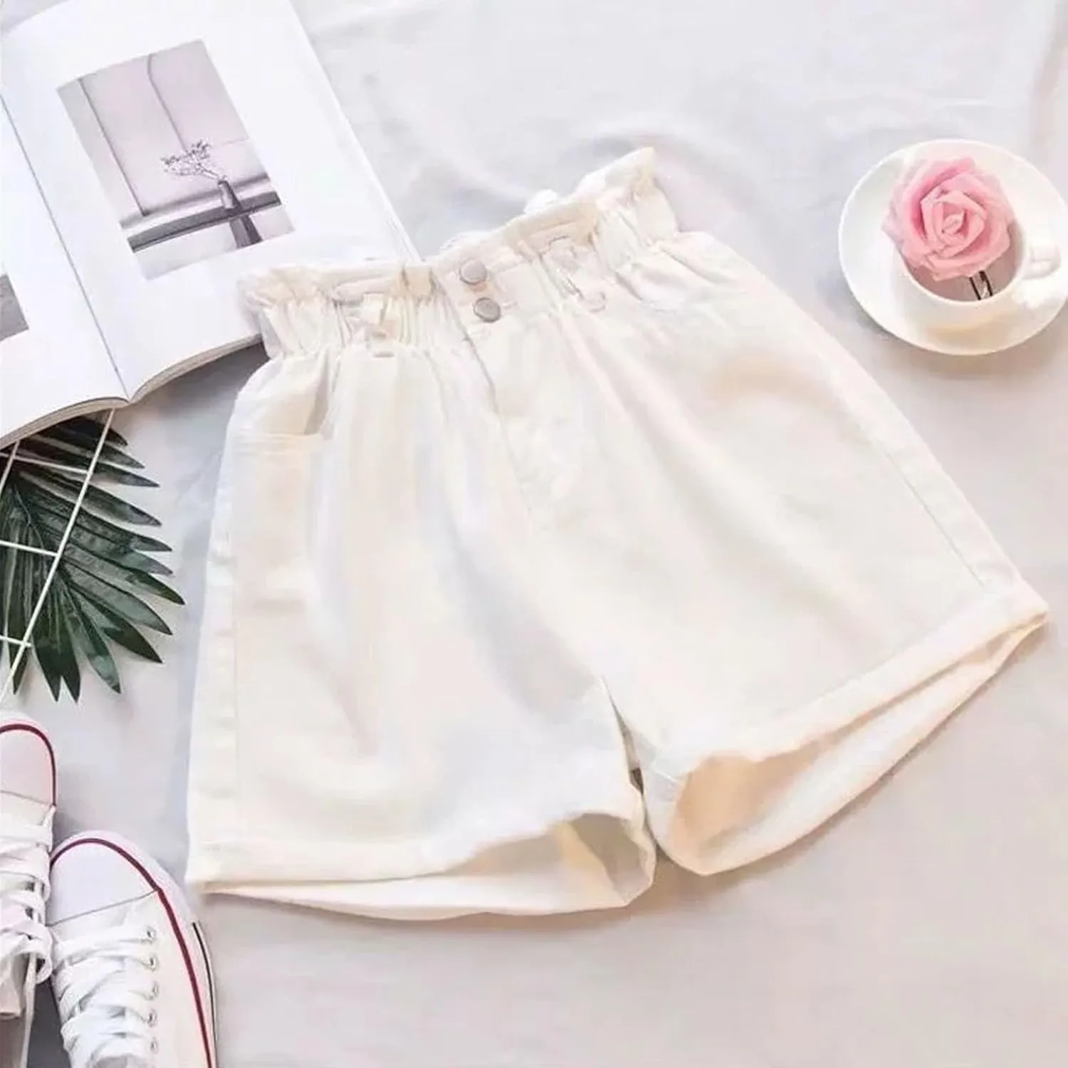 Womens Denim Shorts Summer Stretchy High Waisted Wide Leg Vocation Jean Shorts Trendy Baggy Casual Beach Jean Short