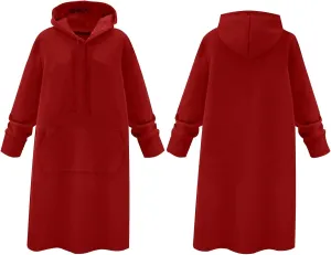 Womens Dresses Fall Winter 2024 Casual Long Sleeve Drawstring Hoodies Sweatshirt Pullover Tunic Mini Dress
