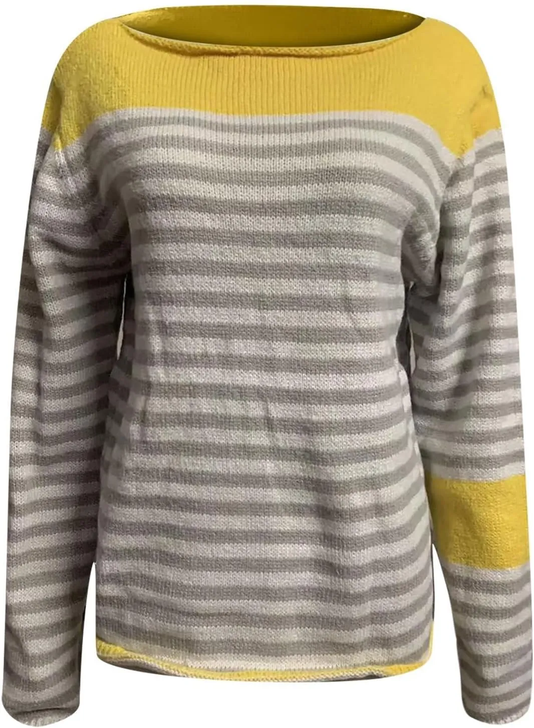 Women's Fair Isle Knitted Sweater Vintage Long Sleeve Crewneck Retro Lightweight Pullover Sweater Top for Fall Winter