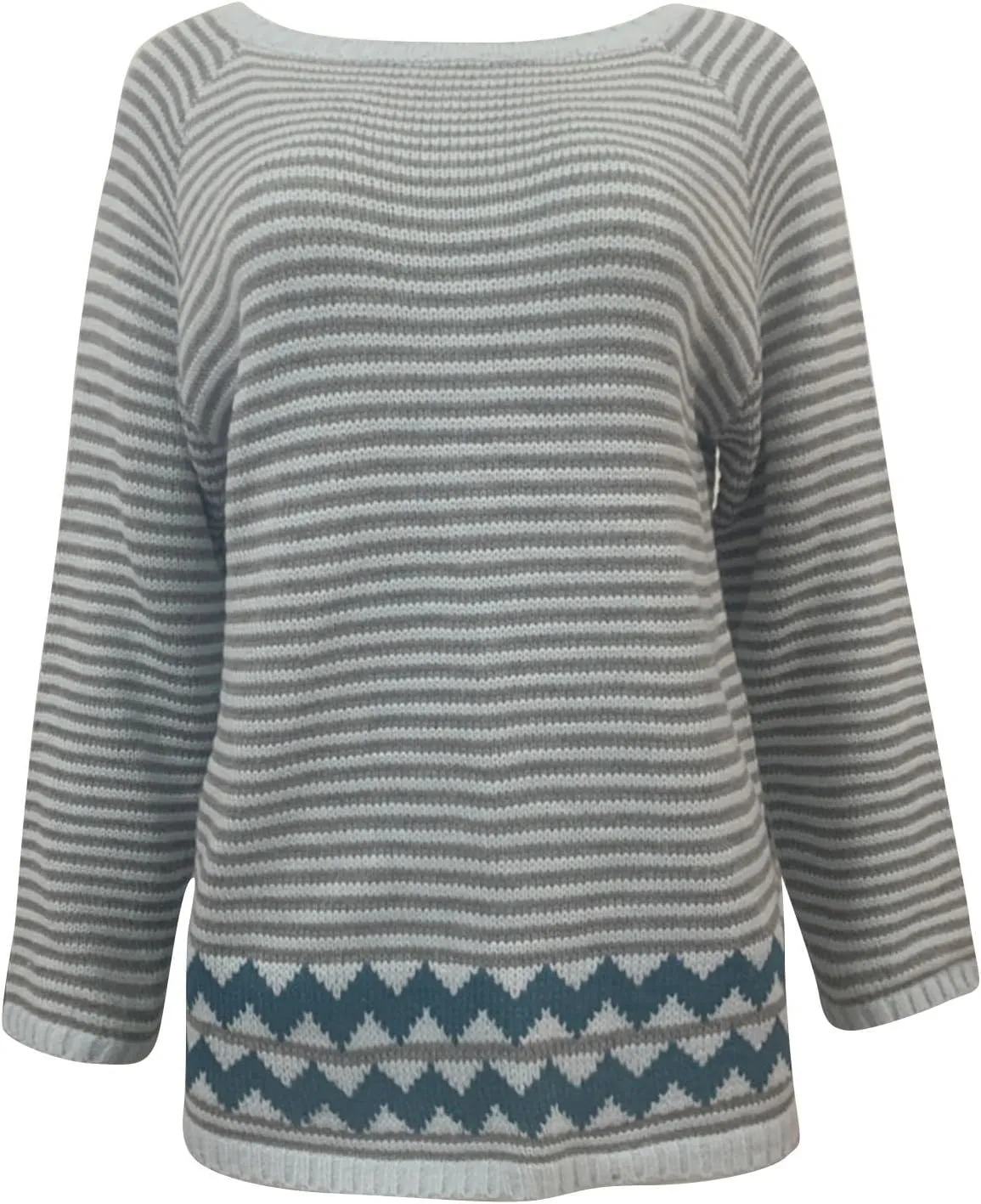 Women's Fair Isle Knitted Sweater Vintage Long Sleeve Crewneck Retro Lightweight Pullover Sweater Top for Fall Winter
