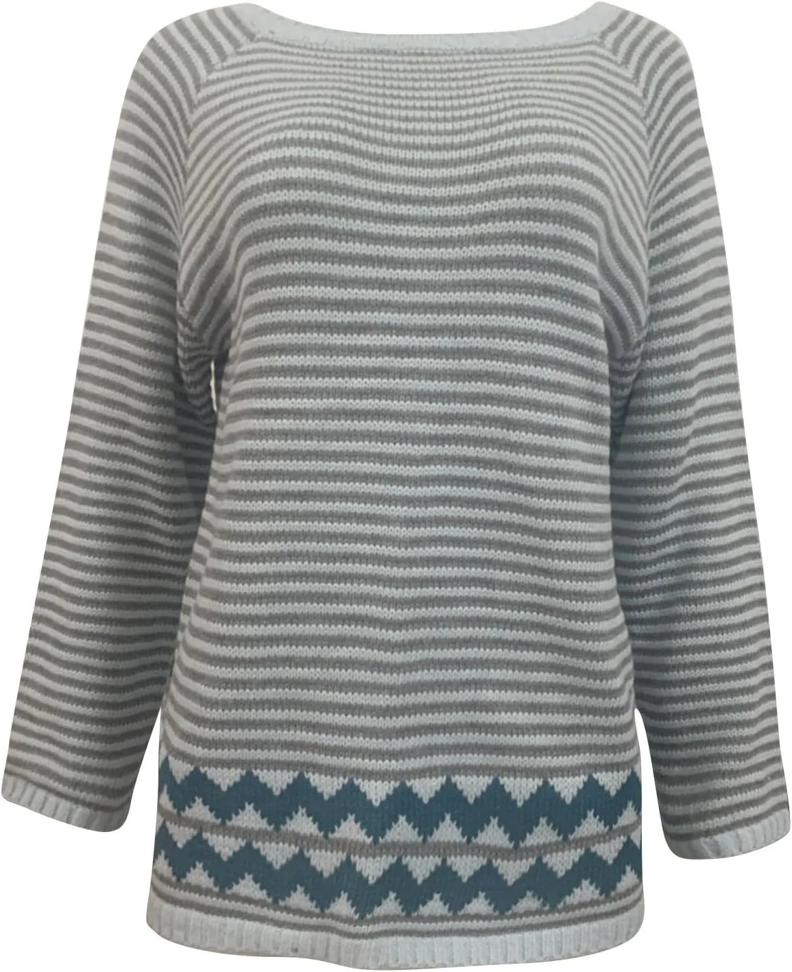 Women's Fair Isle Knitted Sweater Vintage Long Sleeve Crewneck Retro Lightweight Pullover Sweater Top for Fall Winter