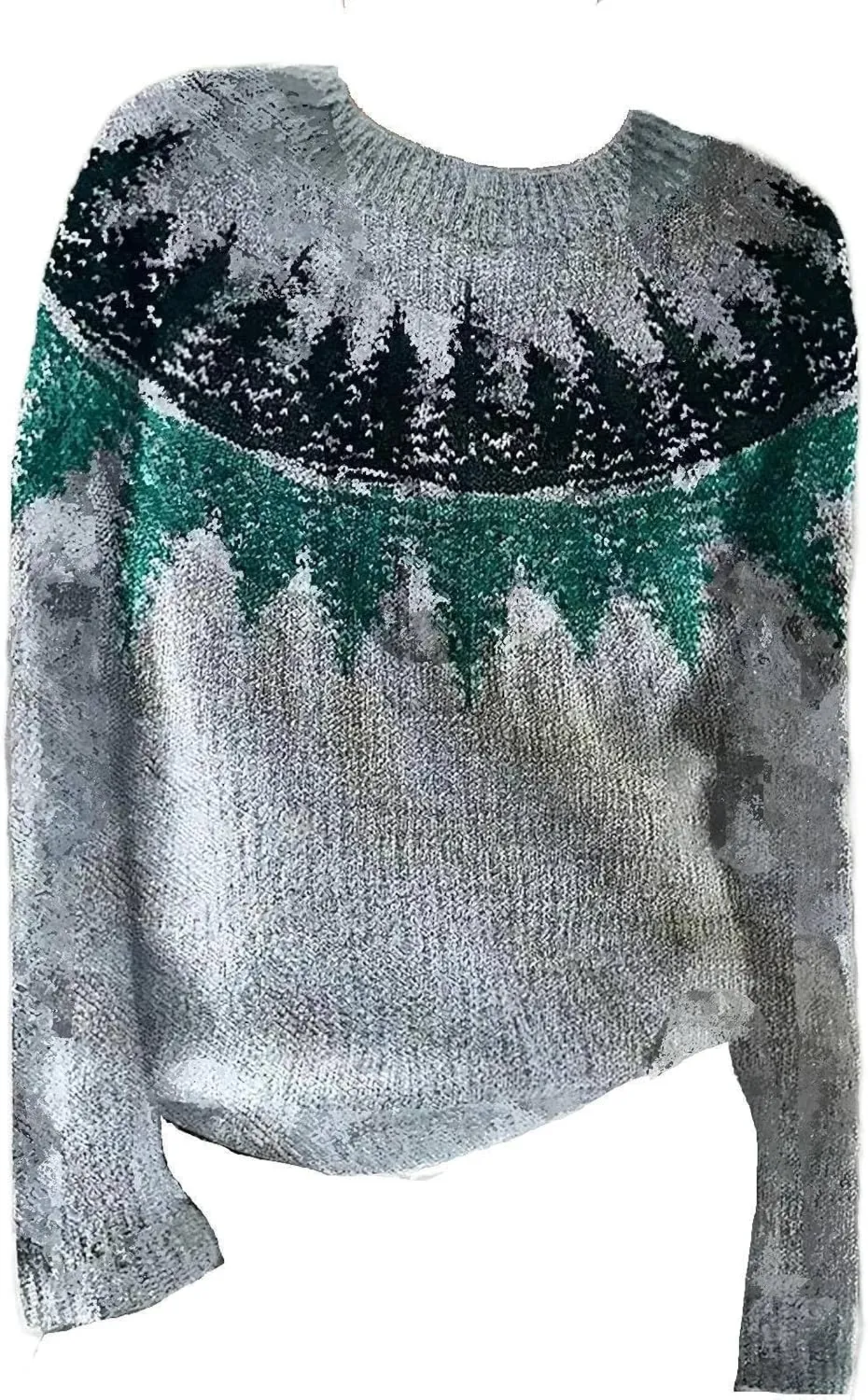 Womens Fall Vintage Fair Isle Sweater Women's Knitted Isle Print Retro Sweater Casual Loose Casual Loose Long Sleeve