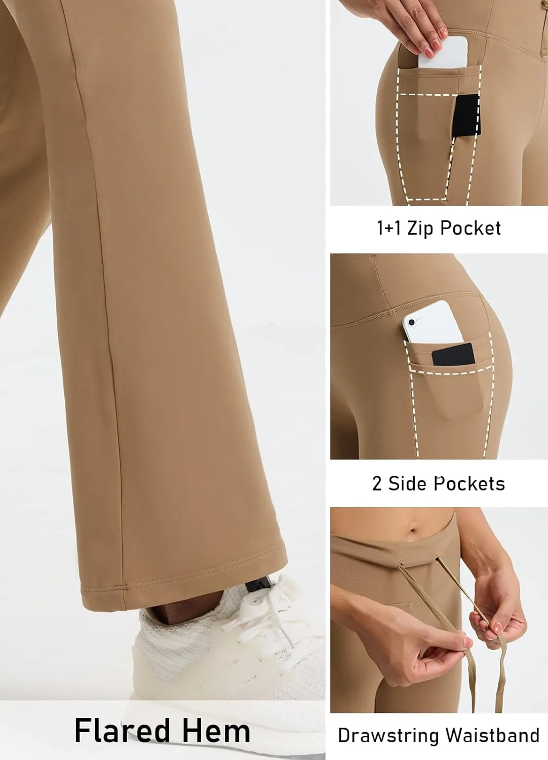 Women's Fleece Lined Pants Straight Leg Thermal Sweatpants Water Resistant Hiking Yoga Dress Pants Flare Leggings
