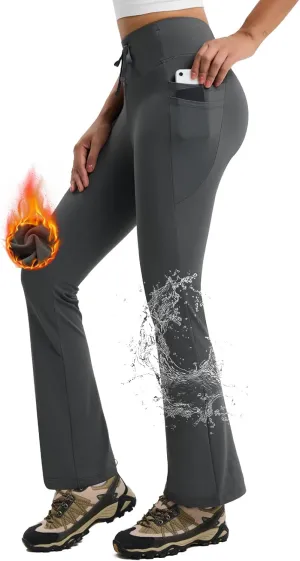 Women's Fleece Lined Pants Straight Leg Thermal Sweatpants Water Resistant Hiking Yoga Dress Pants Flare Leggings