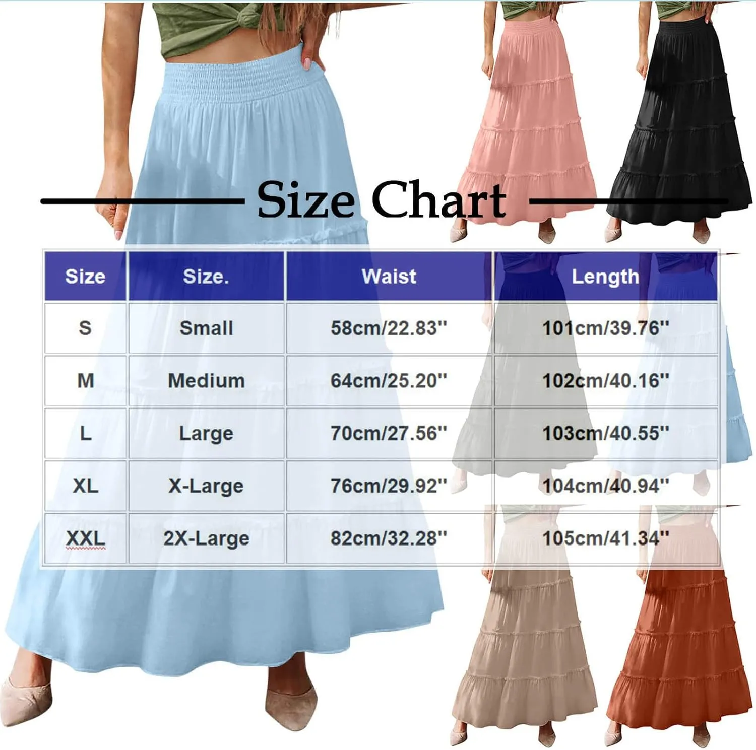 Women's Flowy High Waist A-Line Maxi Skirt Summer Casual Lightweight Long Skirts Beach Vacation Outfits Clothes