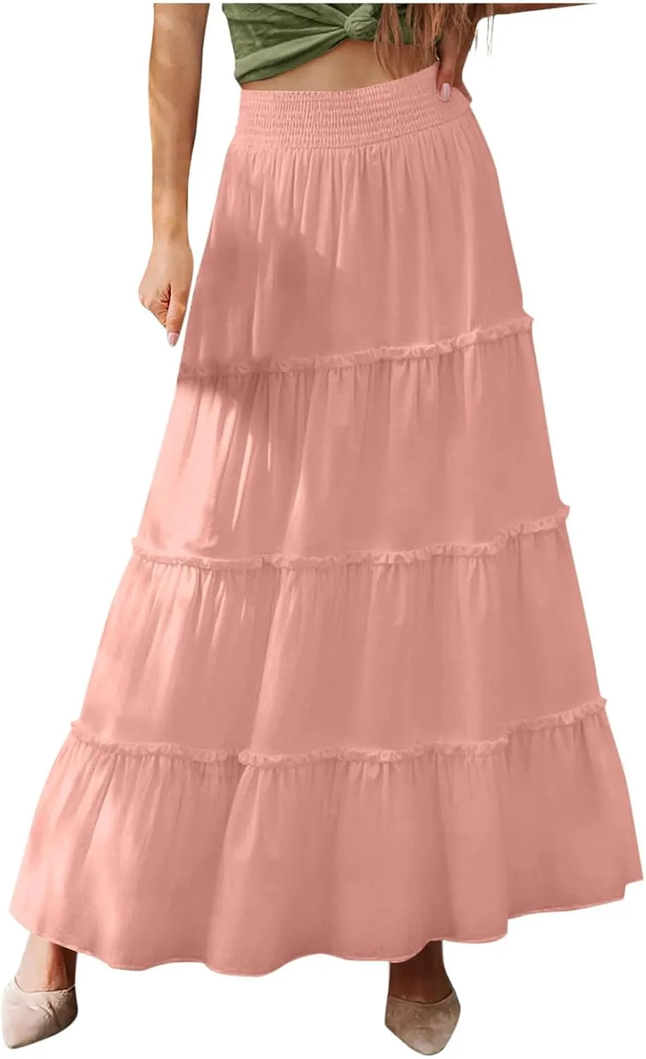 Women's Flowy High Waist A-Line Maxi Skirt Summer Casual Lightweight Long Skirts Beach Vacation Outfits Clothes