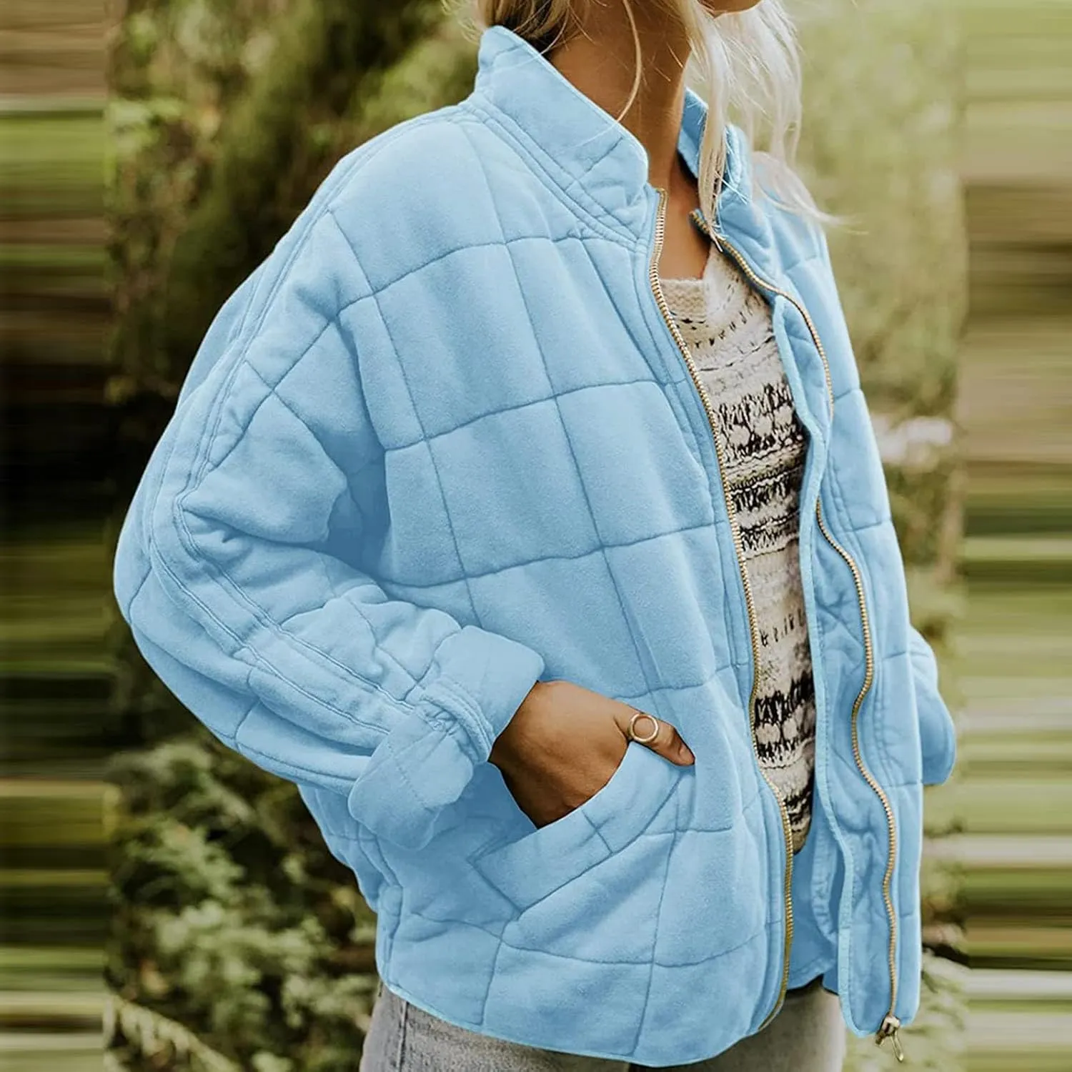 Womens Hooded Quilted Puffer Jacket Jacket Pocket Cotton Loose Jacket Winter Puffer Jacket Puffer Jacket Women