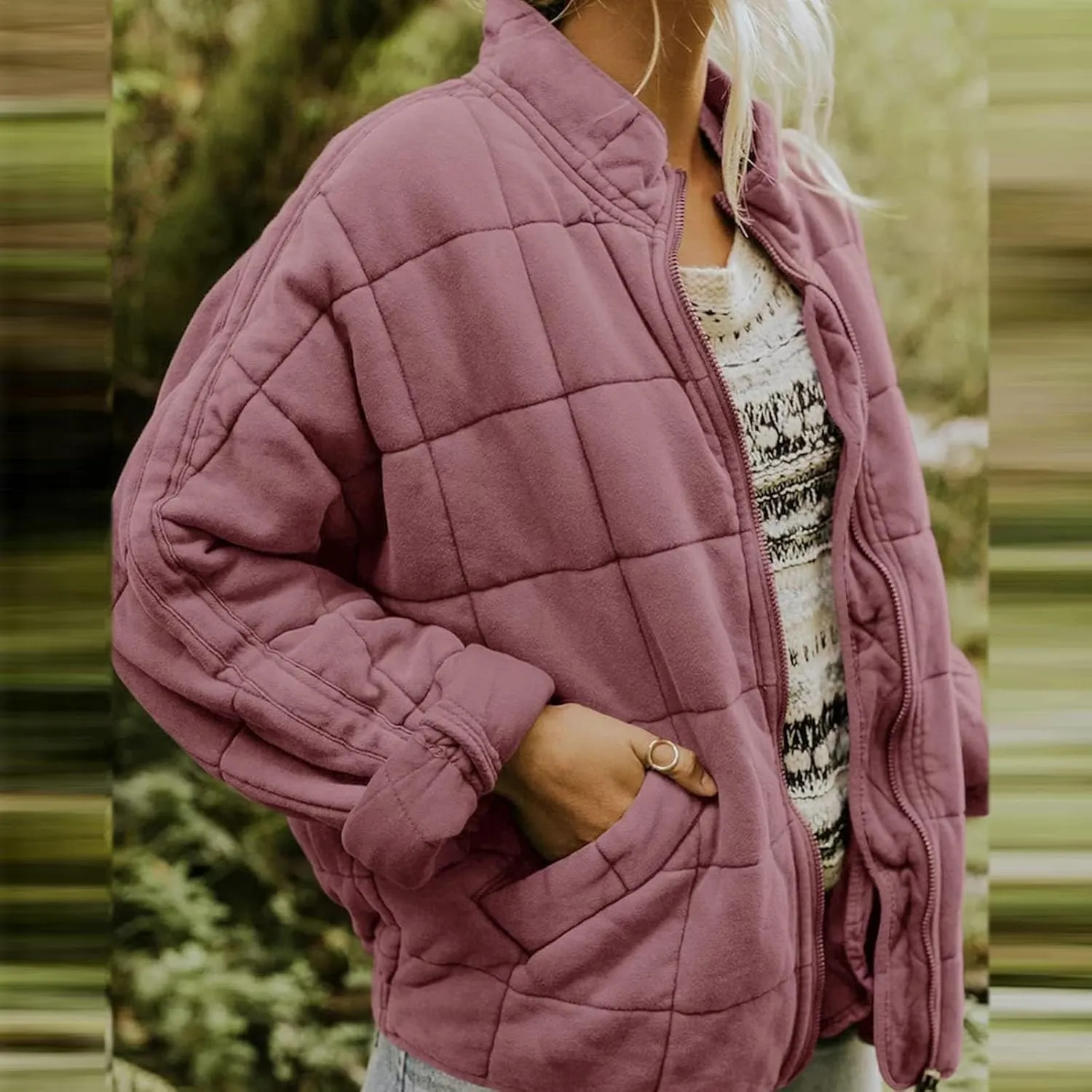 Womens Hooded Quilted Puffer Jacket Jacket Pocket Cotton Loose Jacket Winter Puffer Jacket Puffer Jacket Women