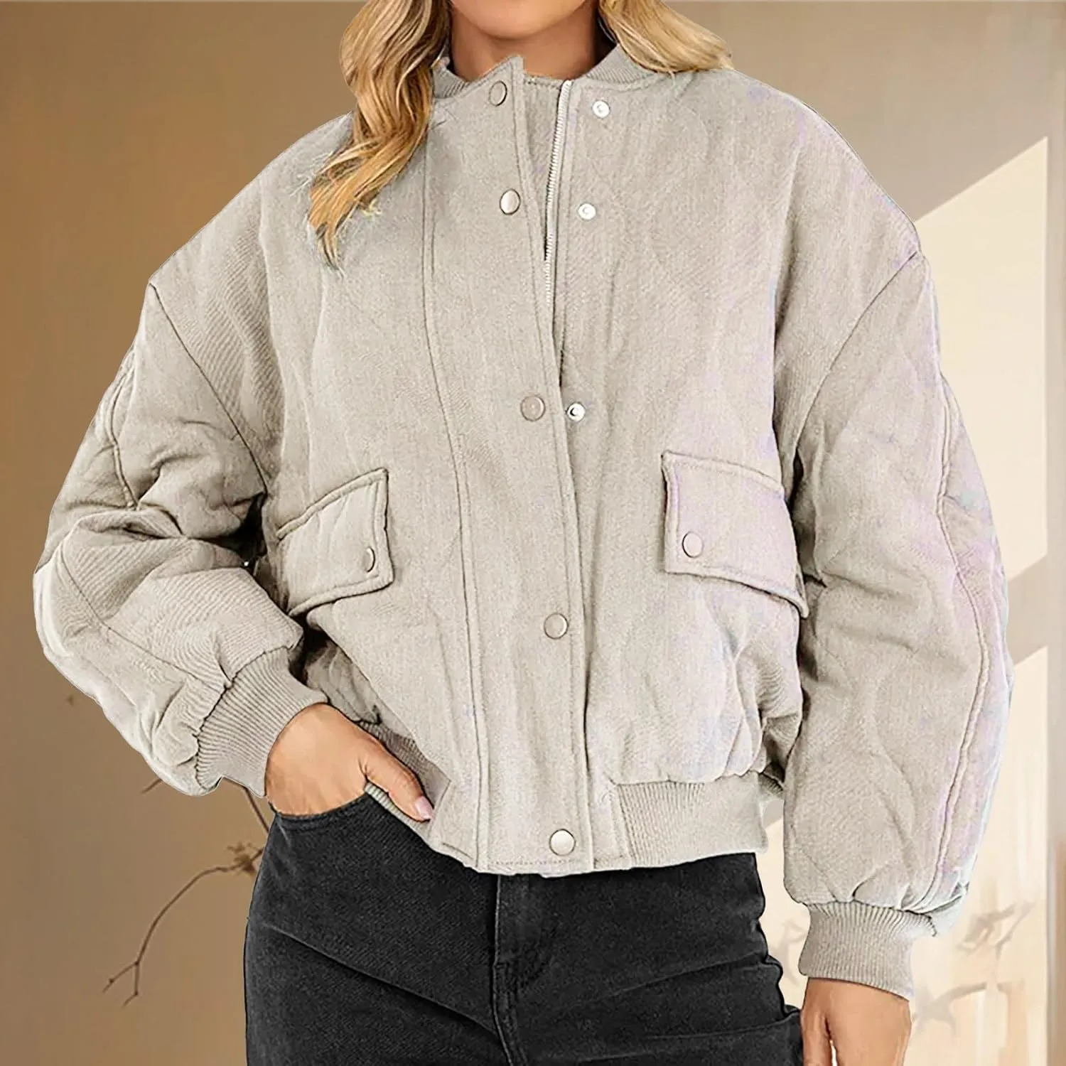 Womens Hooded Quilted Puffer Jacket Jacket Pocket Cotton Loose Jacket Winter Puffer Jacket Puffer Jacket Women