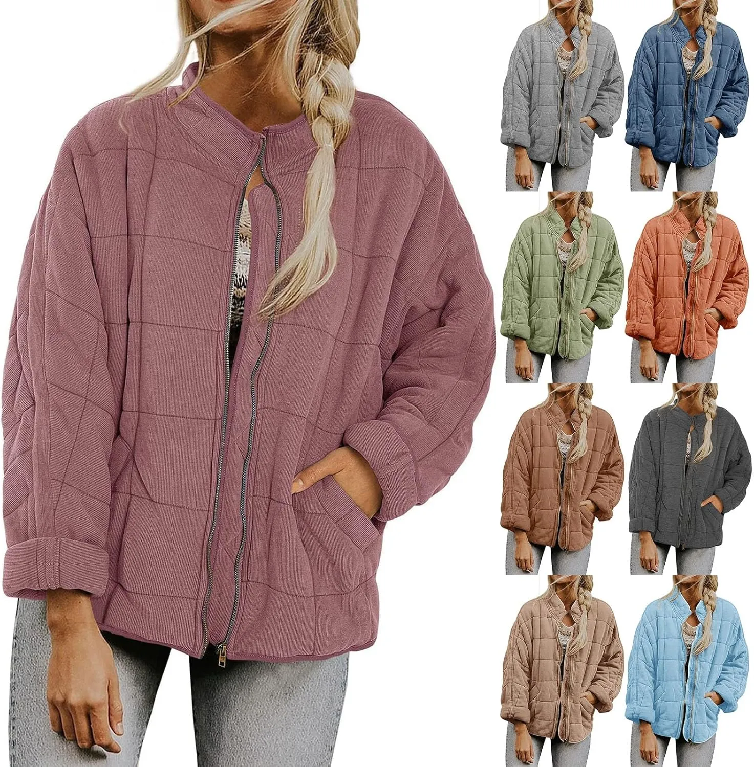 Womens Hooded Quilted Puffer Jacket Jacket Pocket Cotton Loose Jacket Winter Puffer Jacket Puffer Jacket Women