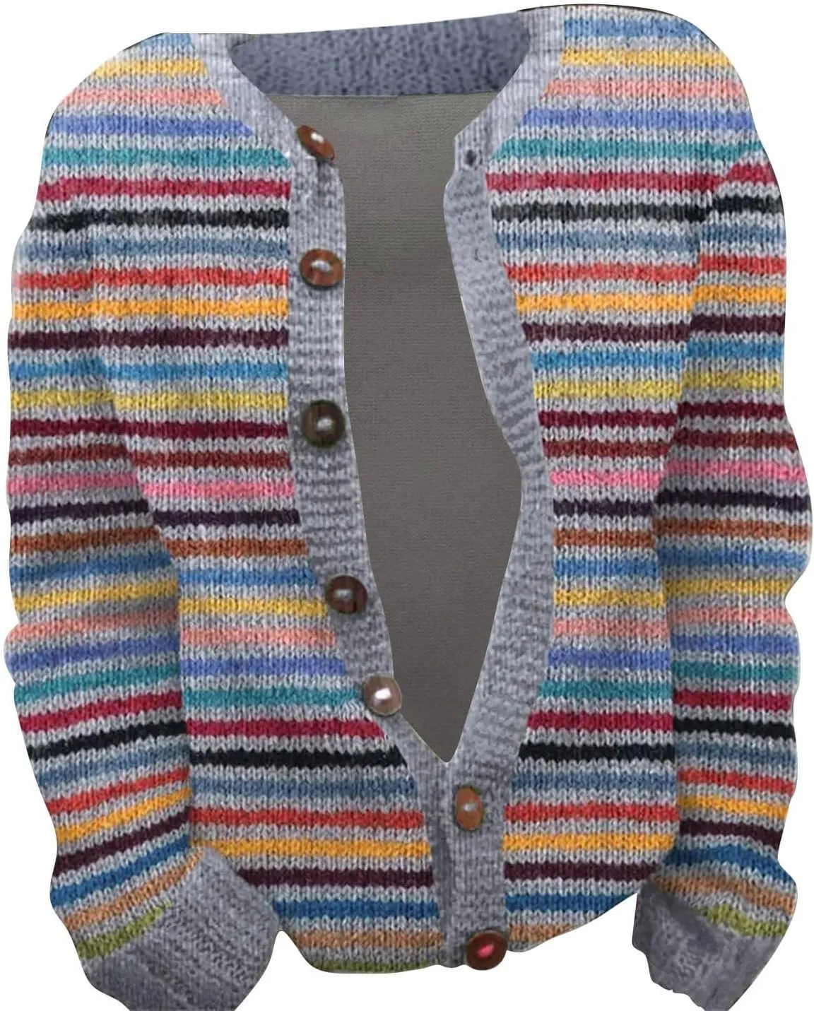 Women's Knitted Fair Isle Print Retro Sweater Vintage Knitted Sweater Casual Fair Isle Knit Cardigan Sweater Tops