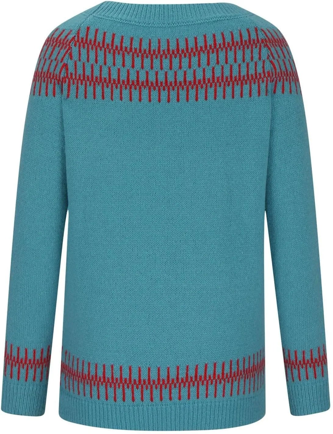 Women's Knitted Fair Isle Print Retro Sweater Women's Knitted Isle Print Retro Sweater Casual Loose Crewneck Long