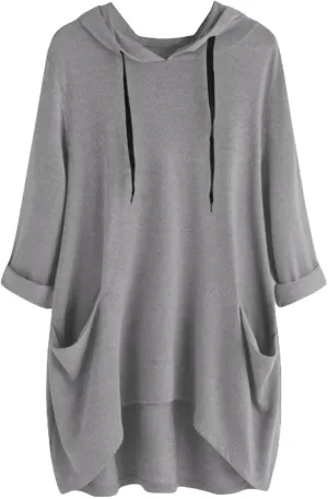 Women's Long-Sleeve Hooded Mini Sweatshirt Dress Oversized Sweatshirts with Pocket Hoodies Pullover Fall Outfits 2024