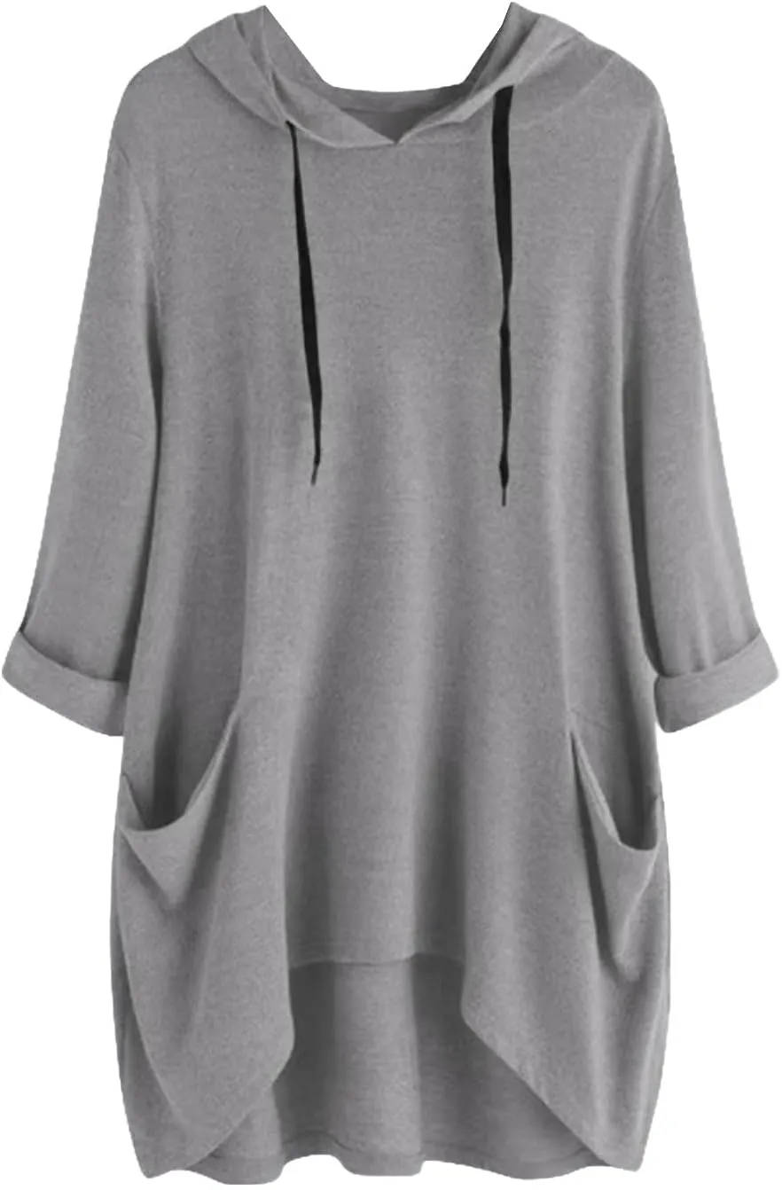 Women's Long-Sleeve Hooded Mini Sweatshirt Dress Oversized Sweatshirts with Pocket Hoodies Pullover Fall Outfits 2024