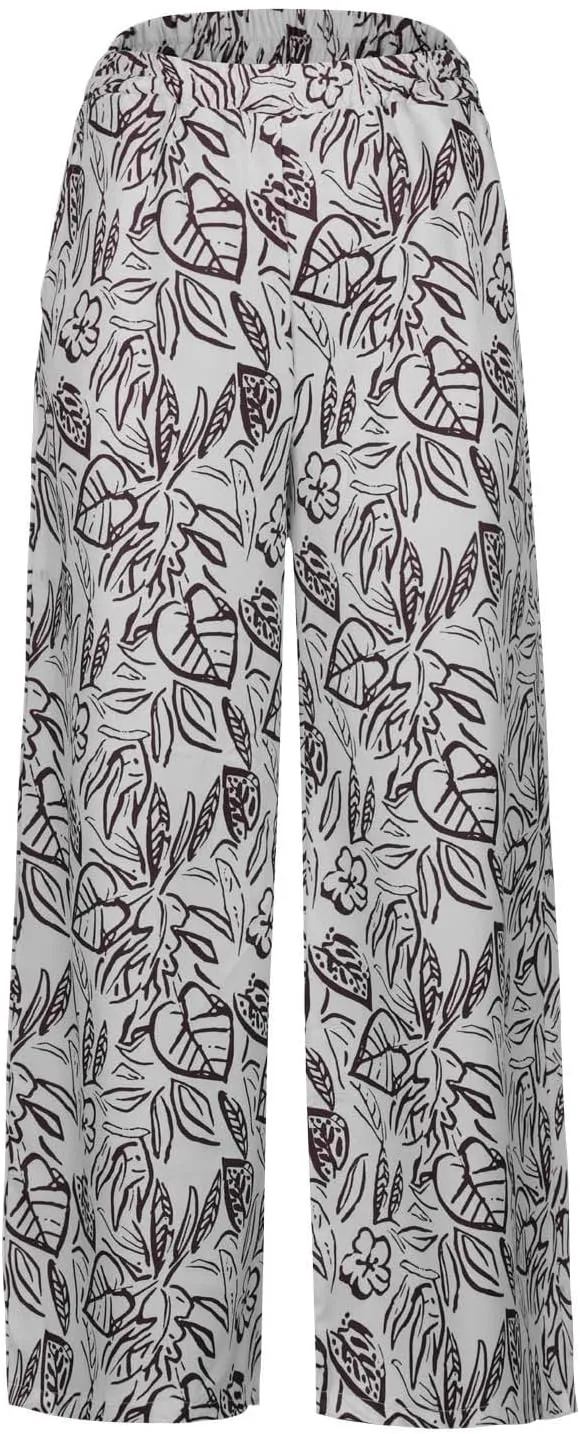 Women's Loose Capris Pants Lightweight Flowy Travel Pants with Pockets Vintage Print Casual Elastic Waist Pants