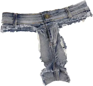 Women's Low Rise Denim Shorts Sexy Cut Off Mini Hot Pants Lace Up Frayed Cheeky Booty Shorts Clubwear