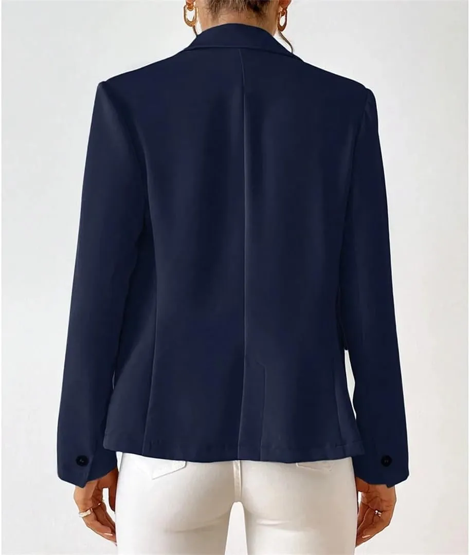 Women's Plain Single Button Long Sleeve Lapel Business Blazers