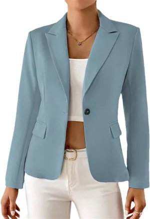 Women's Plain Single Button Long Sleeve Lapel Business Blazers