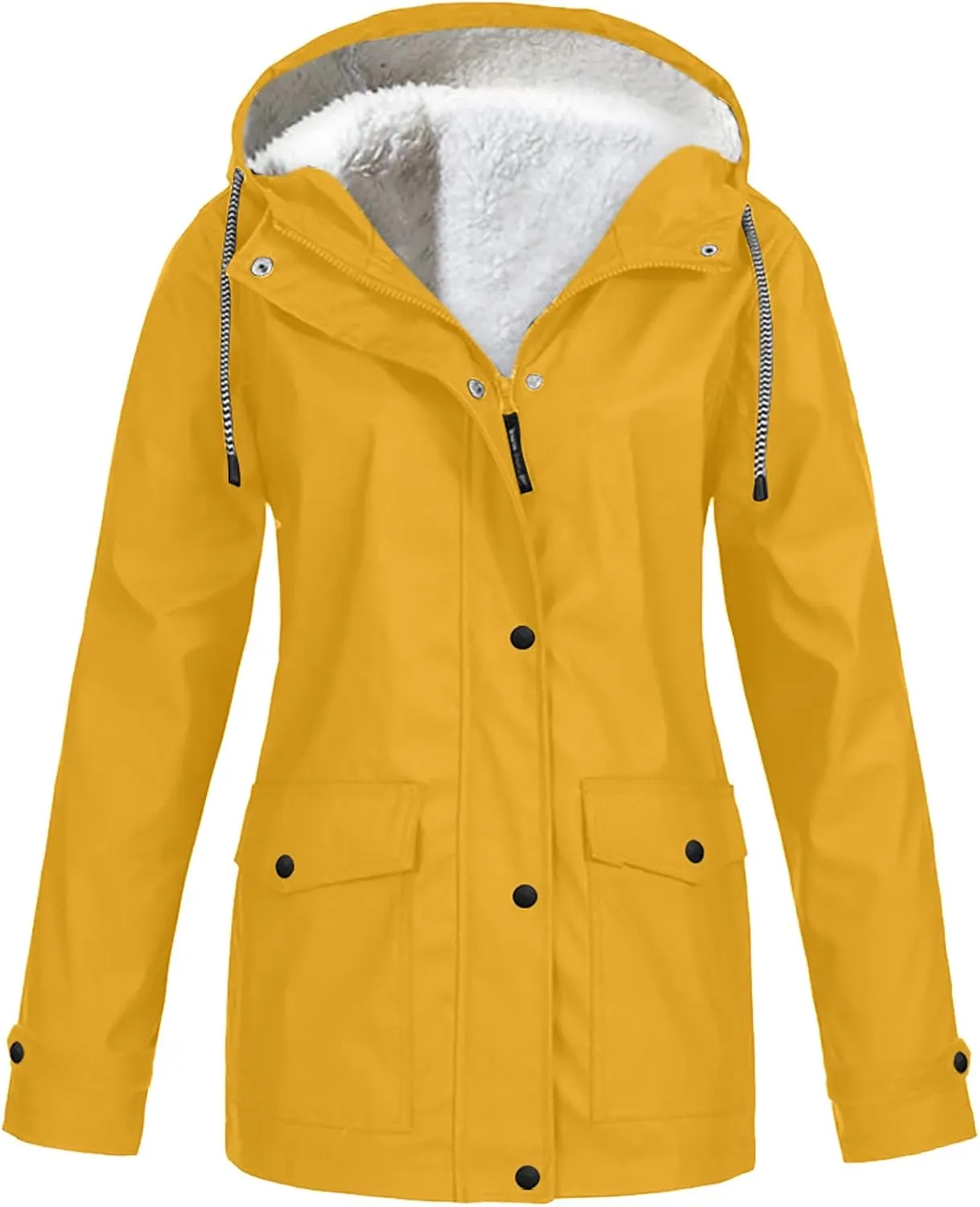 Women's Rain Jacket Waterproof Jacket Fleece Raincoat Hooded Hiking Jacket Softshell Windbreaker Jacket
