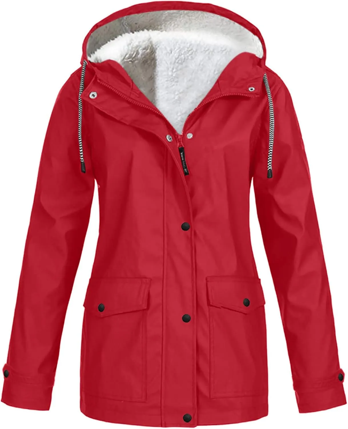 Women's Rain Jacket Waterproof Jacket Fleece Raincoat Hooded Hiking Jacket Softshell Windbreaker Jacket