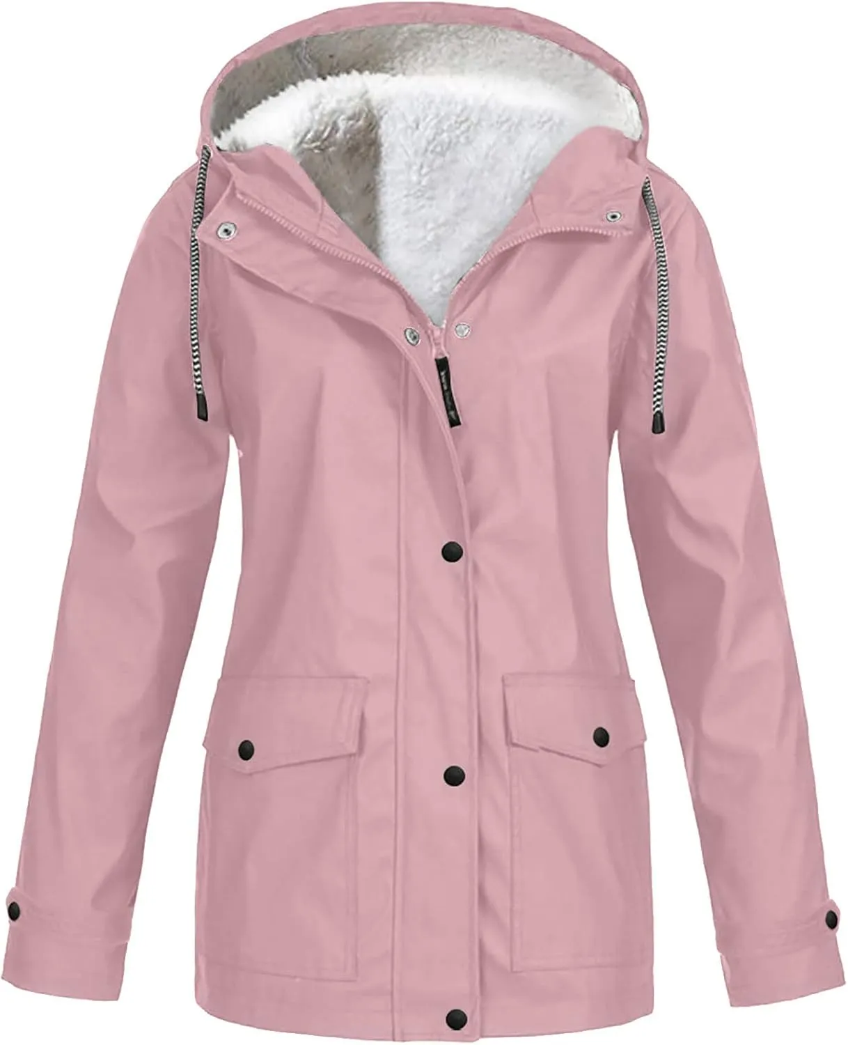 Women's Rain Jacket Waterproof Jacket Fleece Raincoat Hooded Hiking Jacket Softshell Windbreaker Jacket