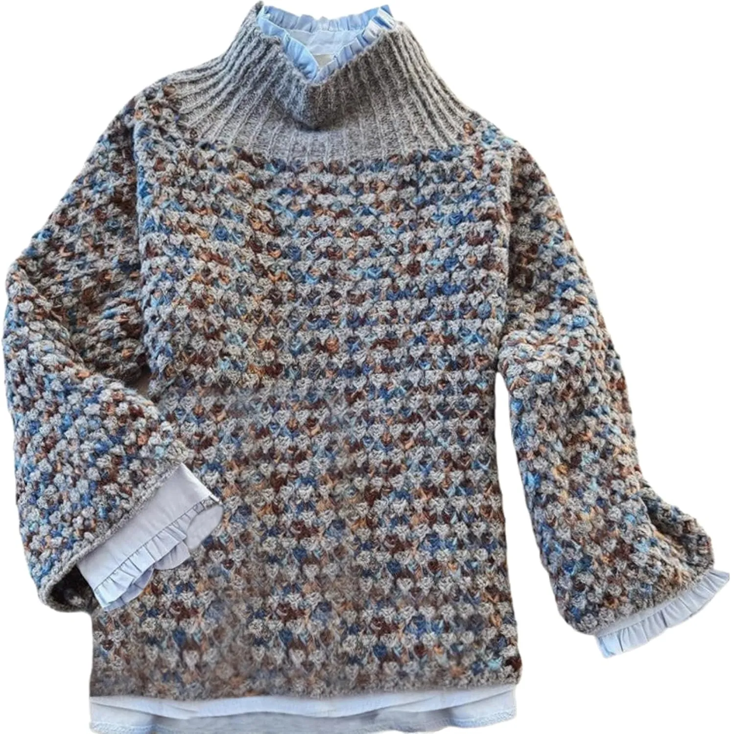 Womens Retro Mock Neck Chunky Knit Sweater Casual Pullover Top 2025 Fashion Outfits Clothes