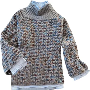 Womens Retro Mock Neck Chunky Knit Sweater Casual Pullover Top 2025 Fashion Outfits Clothes