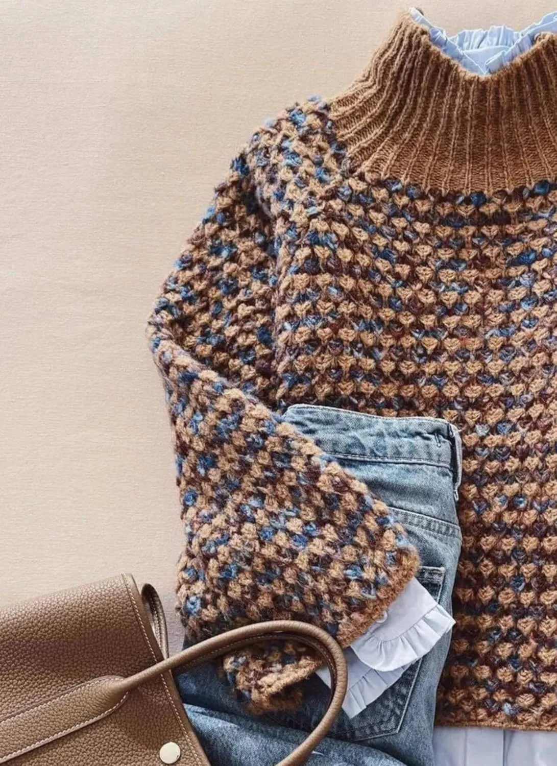 Womens Retro Mock Neck Chunky Knit Sweater Casual Pullover Top 2025 Fashion Outfits Clothes