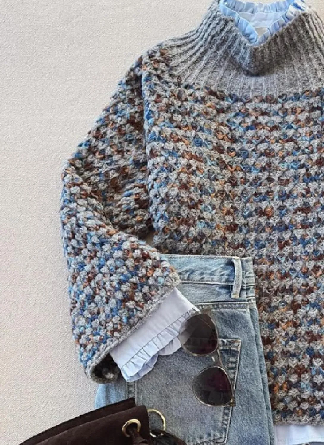 Womens Retro Mock Neck Chunky Knit Sweater Casual Pullover Top 2025 Fashion Outfits Clothes