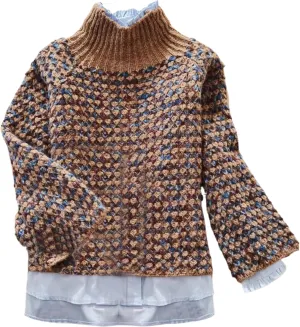 Womens Retro Mock Neck Chunky Knit Sweater Casual Pullover Top 2025 Fashion Outfits Clothes