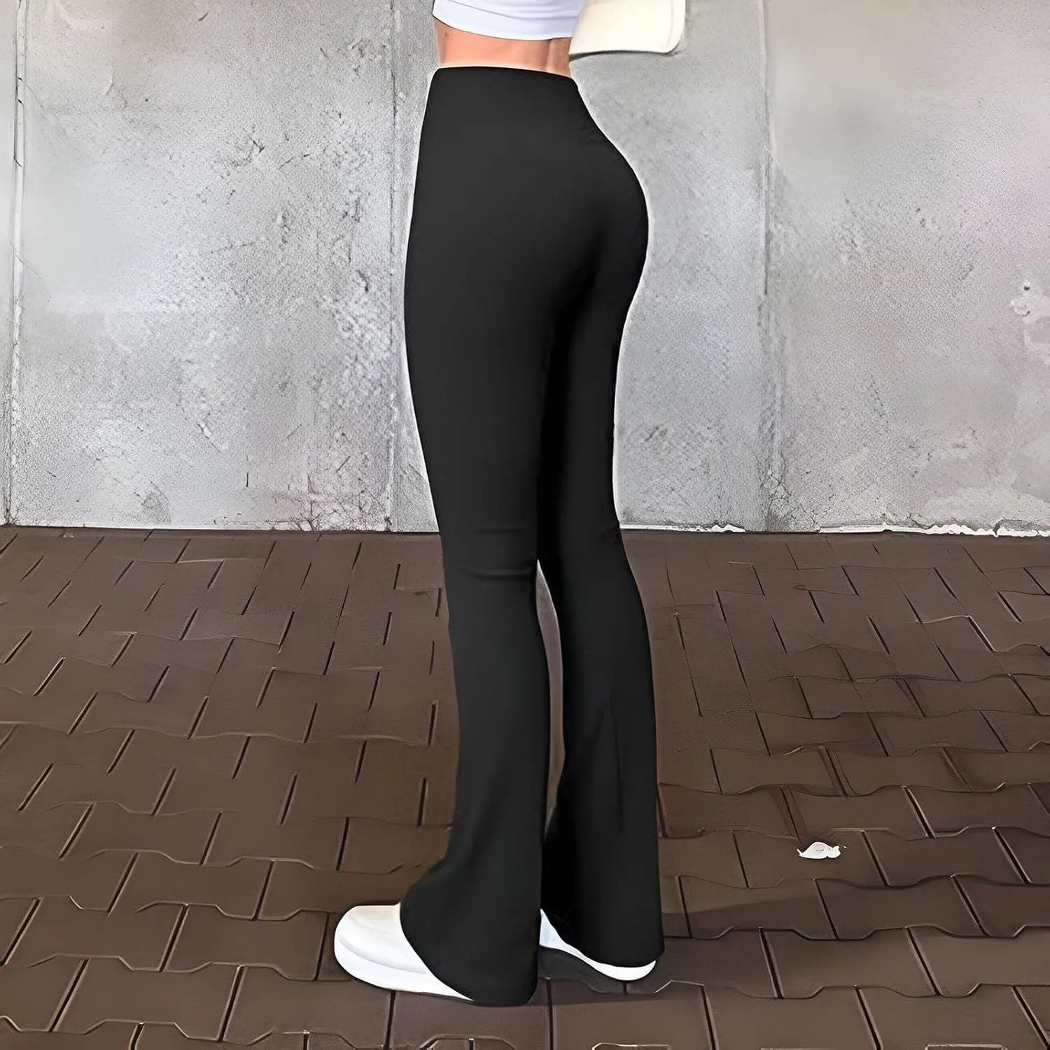 Women's Ribbed Yoga Pants Seamless Workout High Waisted Bell Bottoms Flare Leggings Tummy Control Athletic Yoga Leggings