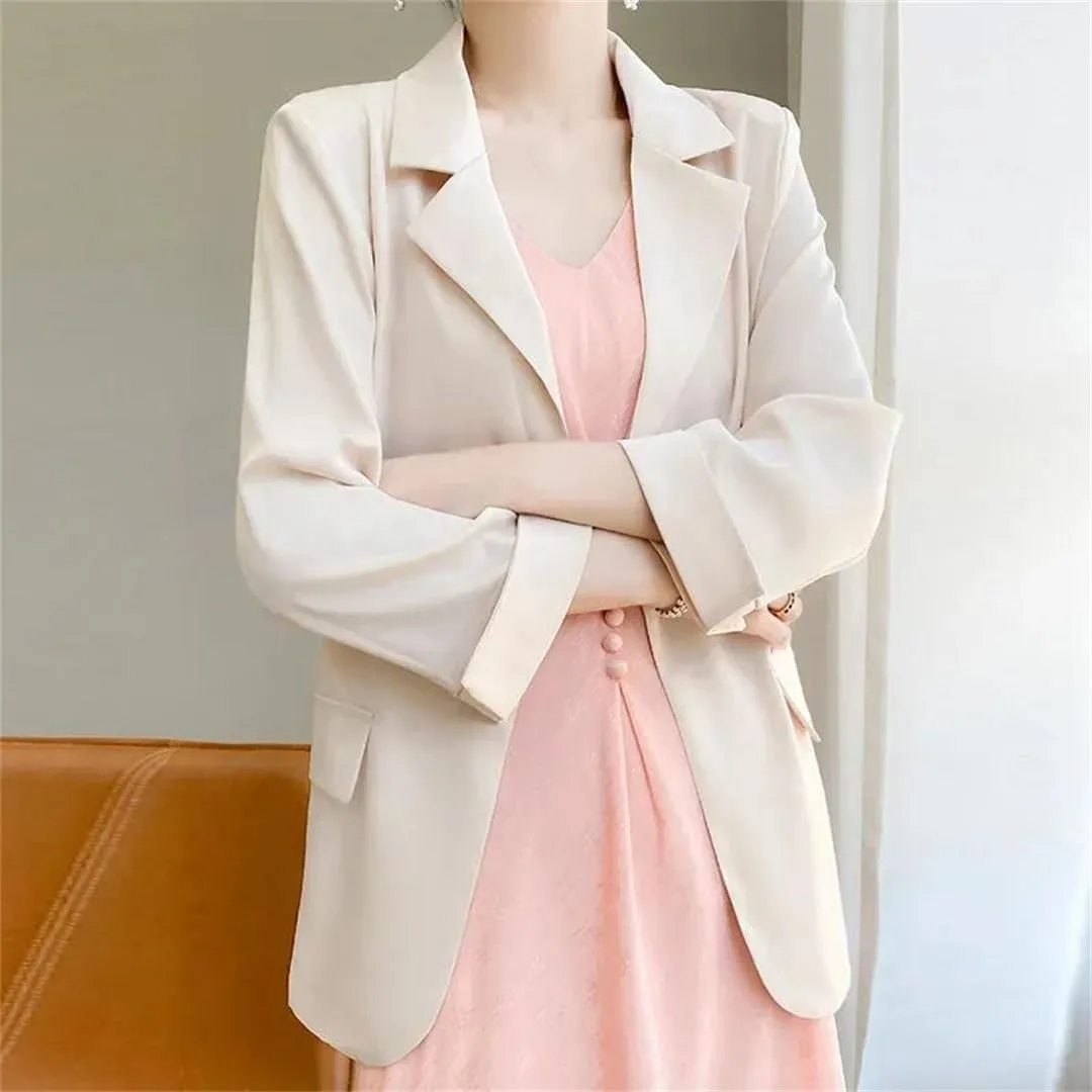Women's Silk Lightweight Blazer Summer Loose Thin Sun Protection Outerwear