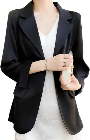 Women's Silk Lightweight Blazer Summer Loose Thin Sun Protection Outerwear