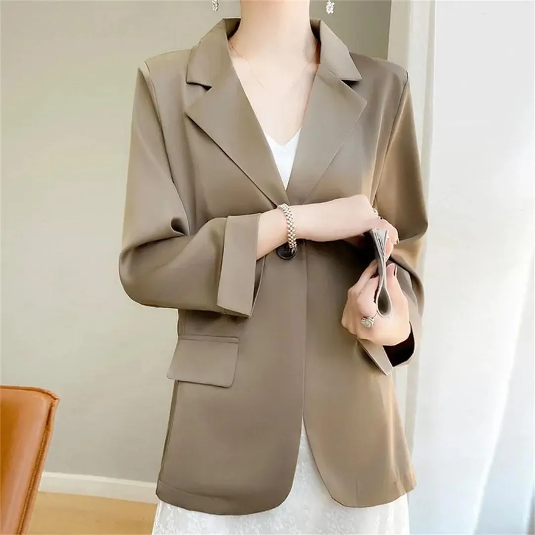 Women's Silk Lightweight Blazer Summer Loose Thin Sun Protection Outerwear