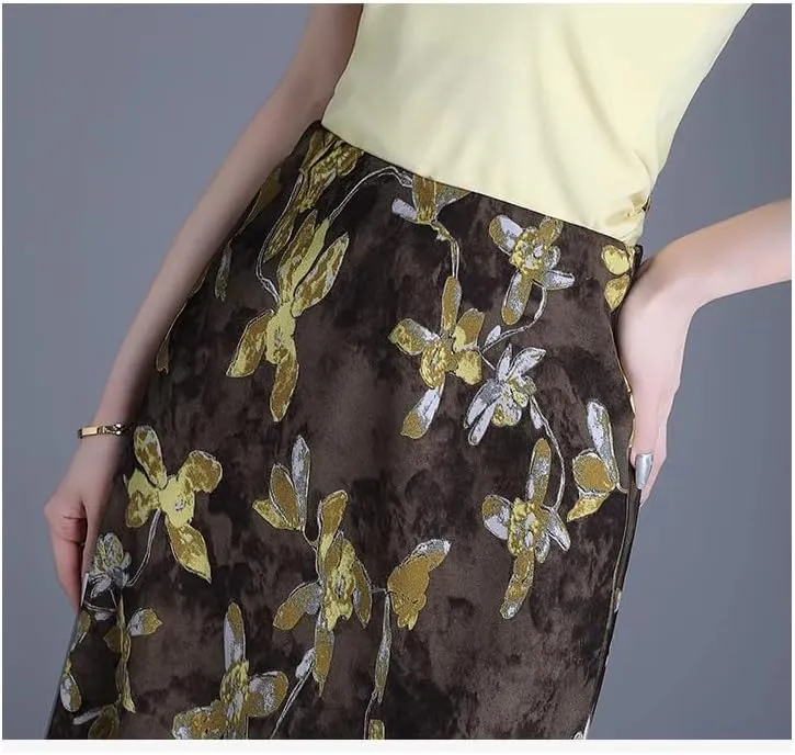 Women's Skirt Spring Gold Satin Tail Skirts for Women