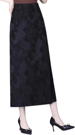Women's Skirt Spring High Waist Straight Mid-Length Chinese Style Skirts for Women